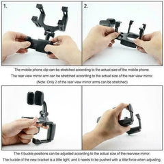 Universal 360 Rotation Car Rear View Mirror Mount Stand GPS Cell Phone Holder US