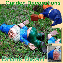 Drunk Dwarf Garden Gnome Decoration Drunken Ornament Decor Yard Patio Lawn US